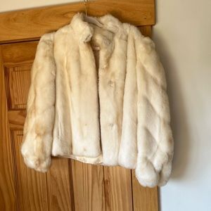 Beautiful,vintage faux white/ brown fox waist coat by Grandella